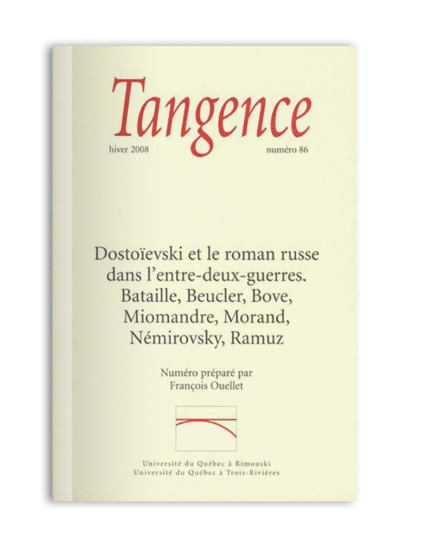 n° 86 / Dostoïevski et le roman russe dans l'entre-deux-guerres. Bataille, Beucler, Bove, Miomandre, Morand, Némirovsky, Ramuz