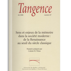 n° 87 / Sens et enjeux de la mémoire dans la société moderne : de la Renaissance au seuil du siècle classique