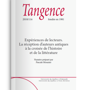 n° 116 / Expériences de lecteurs. La réception d’auteurs antiques à la croisée de l’histoire et de la littérature