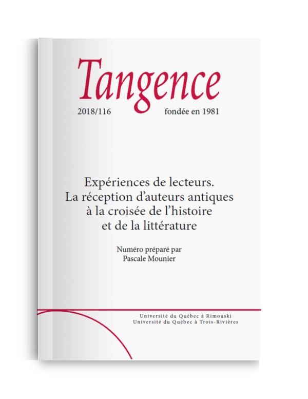 n° 116 / Expériences de lecteurs. La réception d’auteurs antiques à la croisée de l’histoire et de la littérature